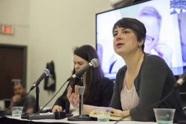 Erin Millar, Discourse Media’s editor-in-chief and CEO, at Vancouver Press Club’s “The Future of Journalism” panel. Mychaylo Prystupa