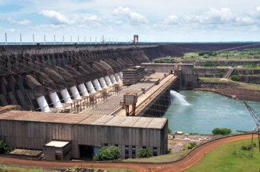 The Itaipu hydroelectric dam on the Paraná river between Brazil and Paraguay is the result of a treaty negotiated between the two countries' governments. It is the second largest hydroelectric power station in the world, producing about 98.6 TWh of power per year.Deni Williams / CC BY 2.0