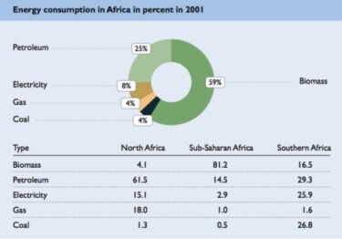 Figure 1: Overall energy consumption in Africa by source. Source: Al-Herbish, 2008.