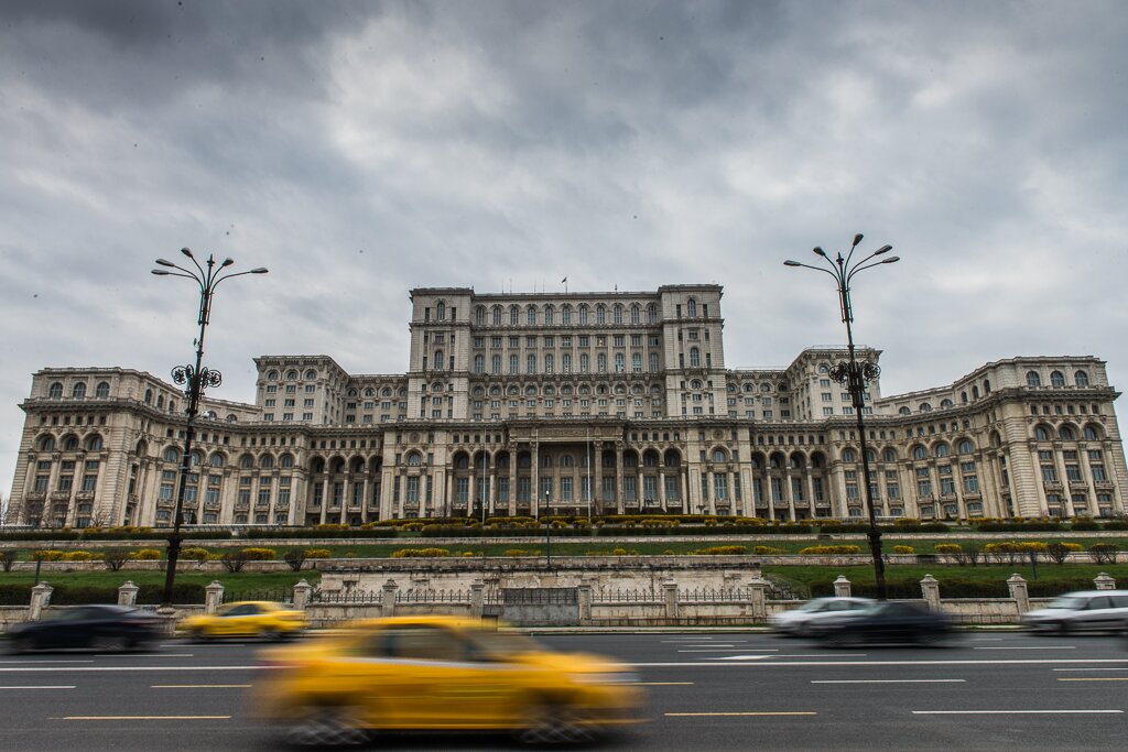 The Palace of the Parliament in Bucharest, Romania. According to government reports, nearly 100,000 households in Romania lack electricity.