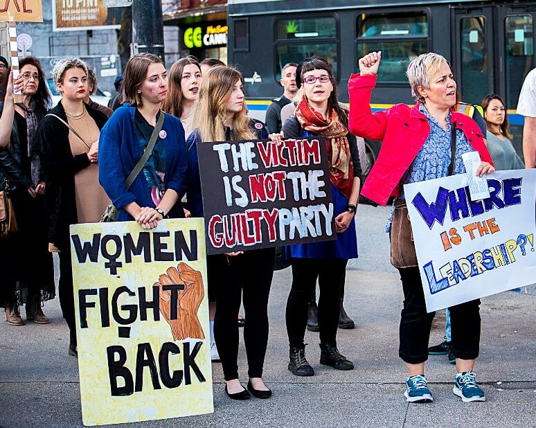 Irene Tsepnopoulos-Elhaimer leads a march during WAVAW's Feminist Frosh Week. Emma Jones