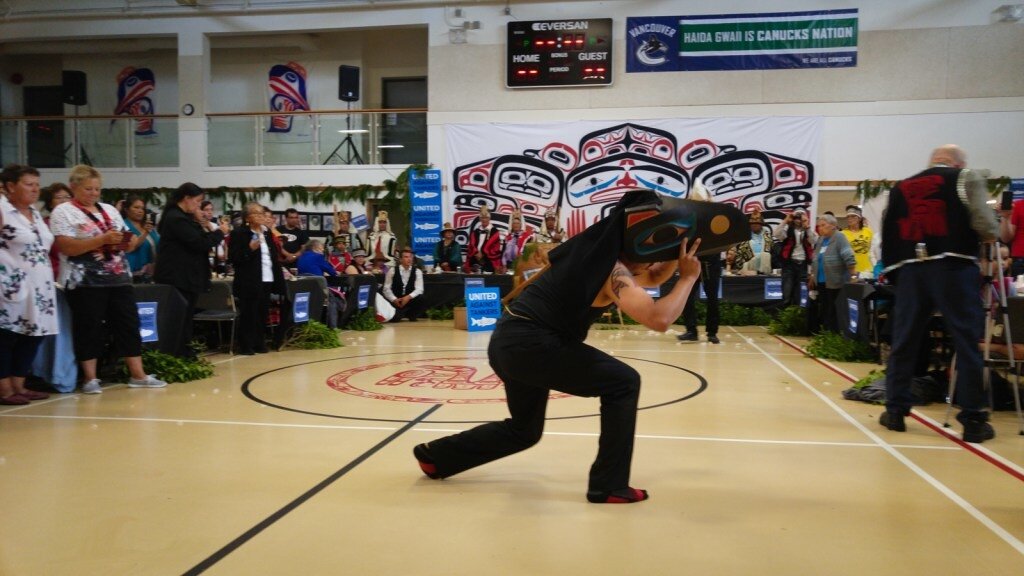 Raven Dancer. The theme of the potlatch was "Raven Always Sets Things Right."Trevor Jang
