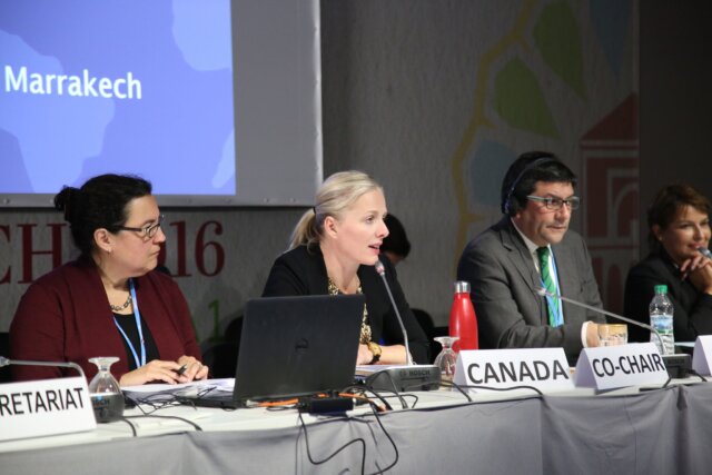 Catherine McKenna at the Climate and Clean Air High Level Assembly on the sidelines of COP22. Rwanda was officially welcomed as the newest member to the coalition. Ministry of Natural Resources - Rwanda