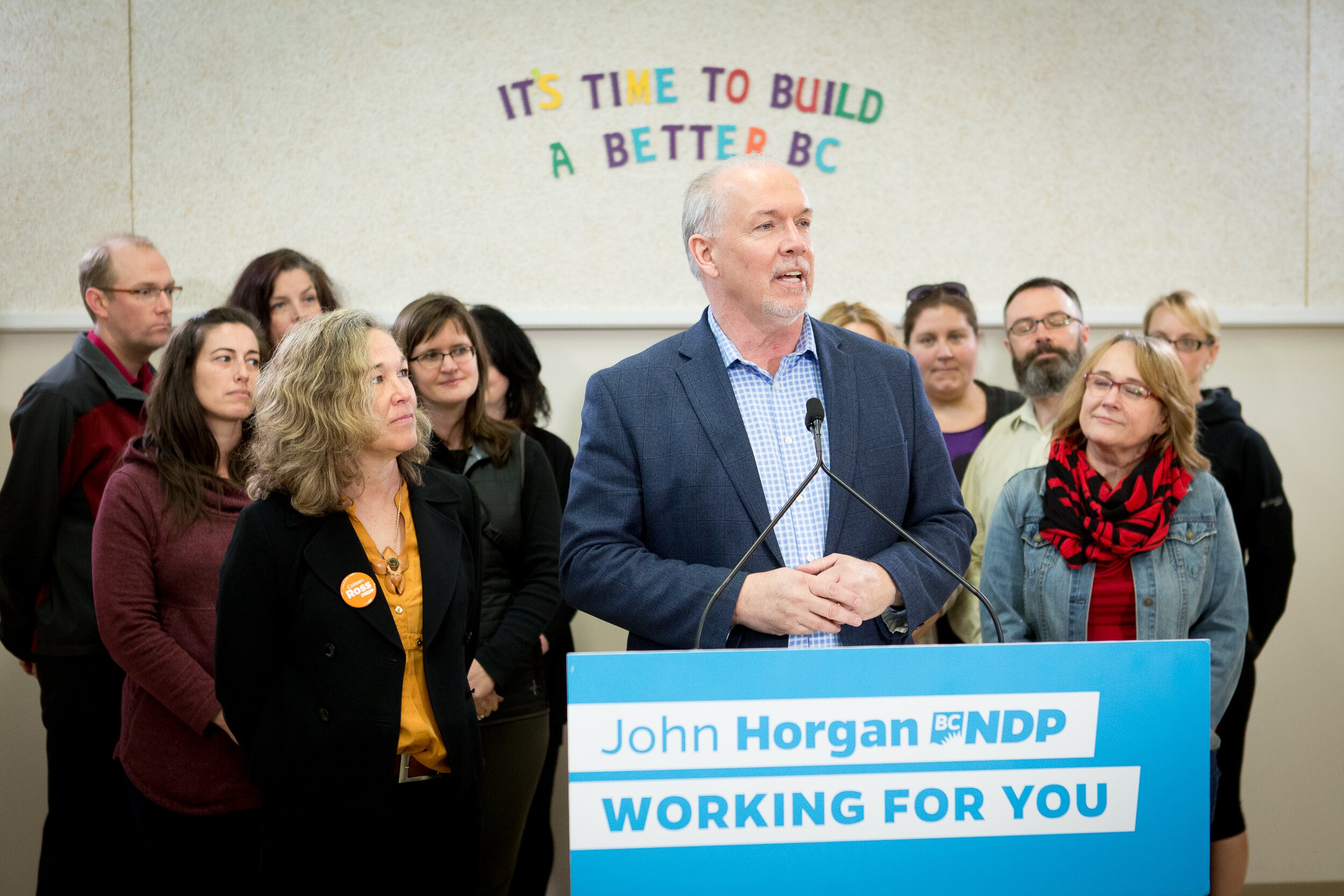 Horgan is interviewed by Vancouver personality, Narwuar the human serviette. BC NDP