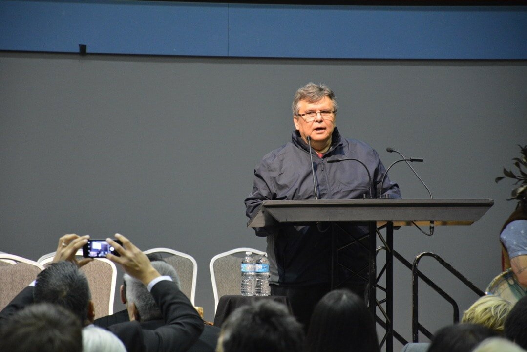 Chief Ernie Crey of the Cheam First Nation is a member of the Indigenous advisory and monitoring committee. Seen here speaking at an event about missing and murdered Indigenous women. Province of British Columbia